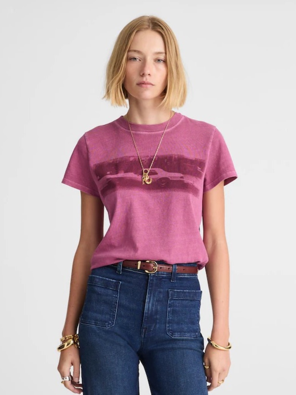 NWT Madewell Graphic Crewneck Tee in Vintage Jersey car graphic women's xxs